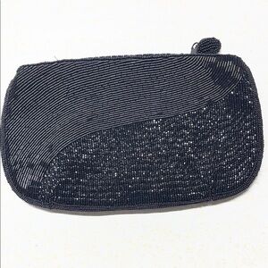 Black Beaded Evening Clutch Bag